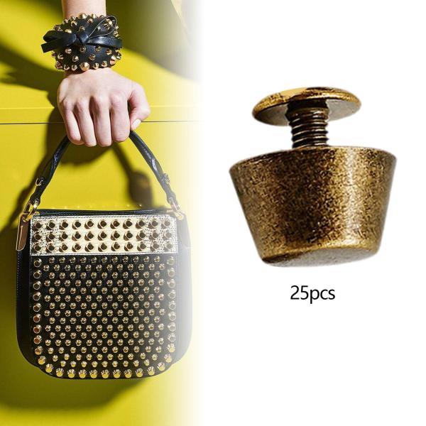 25個入り 合金製 ネイルヘッドリベット 軽量 荷物 DIY レザーハンドバッグ用 銅製