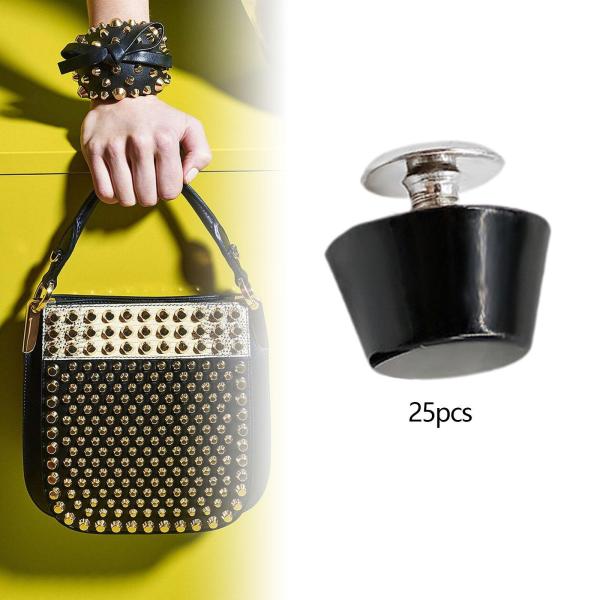 25個入り 合金製 ネイルヘッドリベット 軽量 荷物 DIY レザーハンドバッグ用 ブラック B