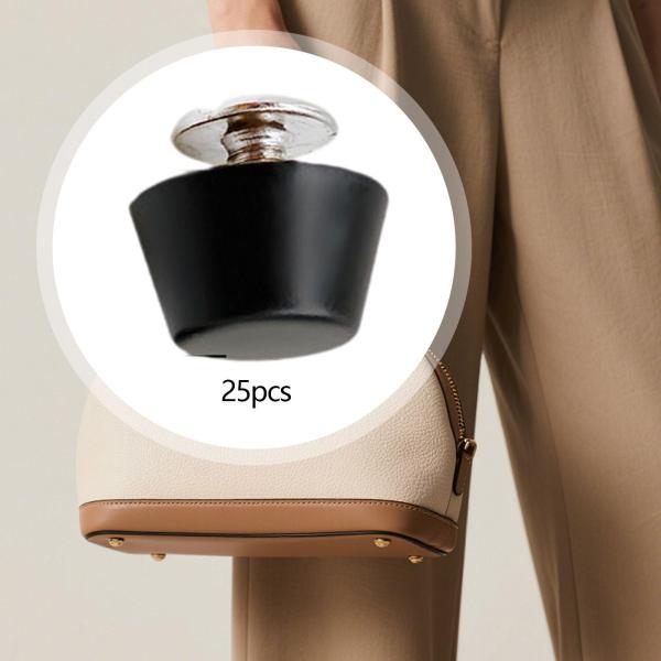 25個入り 合金製 ネイルヘッドリベット 軽量 荷物 DIY レザーハンドバッグ用 ブラック C