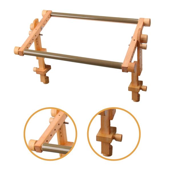 調節可能な刺繍枠 クロスステッチ枠 回転式 デスククリップ付き 多機能 木製 針仕事スタンド DIY キルティング用