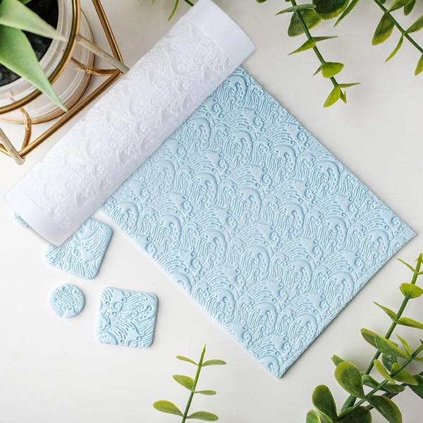 オーシャンウェーブ粘土テクスチャローラーイヤリングジュエリー作成ツール再利用可能理想的なギフトモダンな陶器パターンローラーアートクラフト用