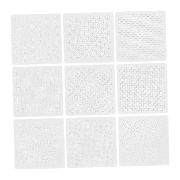 9ピースのステンシルセット：幾何学模様のクリエイティブDIYテンプレート