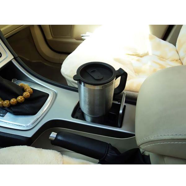 電気ケトル 保温機能 車載ポット 高品質 450ml 大容量 屋外 DC12V 滑り止め シルバー