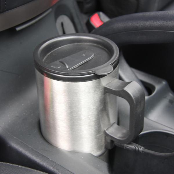電気ケトル 保温機能 車載ポット 高品質 450ml 大容量 屋外 DC12V 滑り止め シルバー