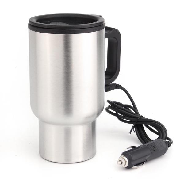 電気ケトル 保温機能 車載ポット 高品質 450ml 大容量 屋外 DC12V 滑り止め シルバー