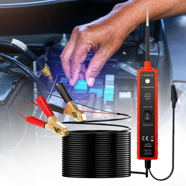 車用回路テスター 自動電気テスターキット 極性識別 バイスクリップ付き 12V 24V 電気システムツール