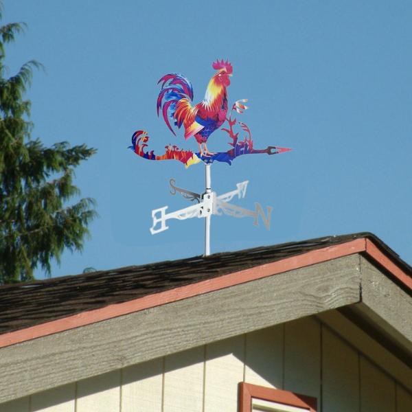 雄鶏の風見鶏 マルチカラー 屋根装飾 金属製 カラフル 風見鶏 農家の庭