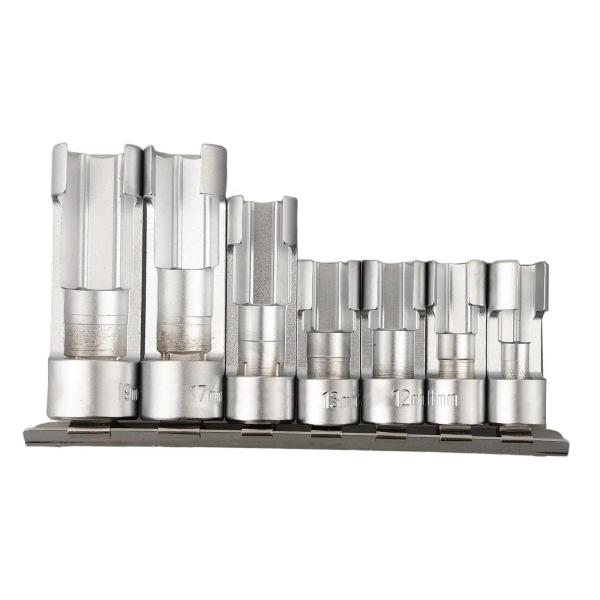 7ピース 燃料ラインソケットレンチセット シルバー プロフェッショナル 3/8インチドライバー用 アクセサリー サプライ スペアパーツ ディーゼルイン