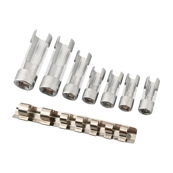 7ピース 燃料ラインソケットレンチセット シルバー プロフェッショナル 3/8インチドライバー用 アクセサリー サプライ スペアパーツ ディーゼルイン