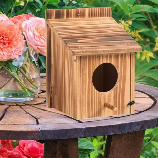 屋外用バードハウス 鳥の巣 ブルーバードハウス ペット用品 木製バードボックス 吊り下げ巣箱 バードウォッチング用 小鳥用