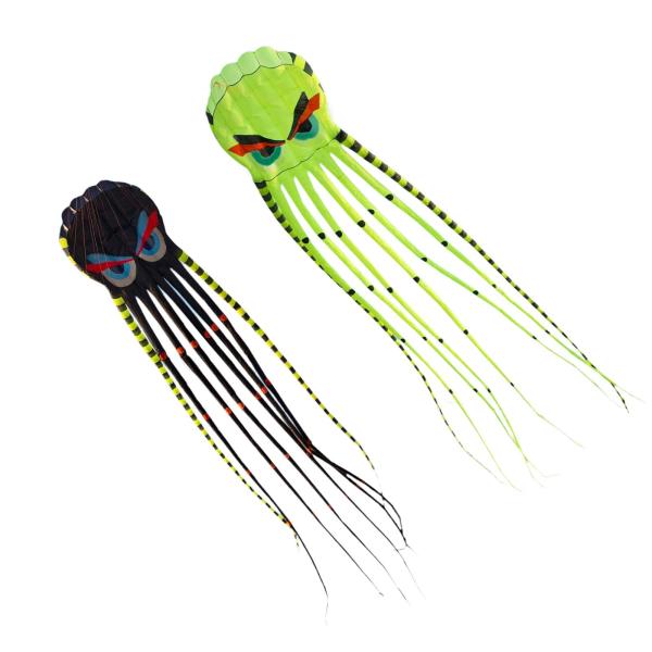 タコ凧 ポータブル 大人用 ソフトパラフォイル凧 公園 裏庭用 ブラック