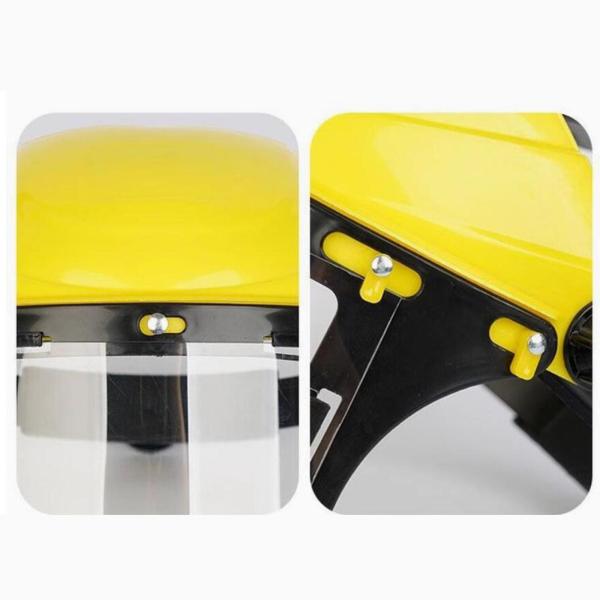 ヘルメット用フェイスシールド  フリップアップ式 飛沫防止 頑丈 アルミ製ブラケット付き スチールワイヤーメッシュ 除草林業伐採作業用