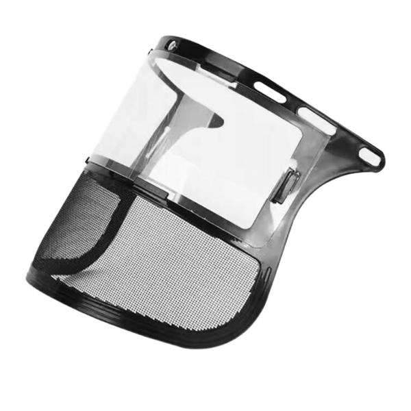 ヘルメット用フェイスシールド  頑丈 ブラック 飛沫防止 スチールワイヤーバイザー チェーンソー、草刈り、伐採作業用