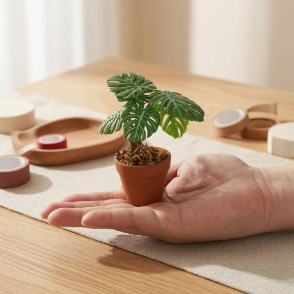 ドールハウス植物 テクスチャ 土台 プランター ディテール リーフ ミニチュア 観賞用 アクセサリー 手のひら 軽量 置き飾り インテリア演出 1 12スケール に適用