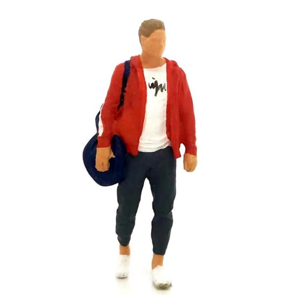 ジムバッグマンオレンジ ミニチュア人形 Sスケール 1/64 人物フィギュアセット レイアウトジオラマ