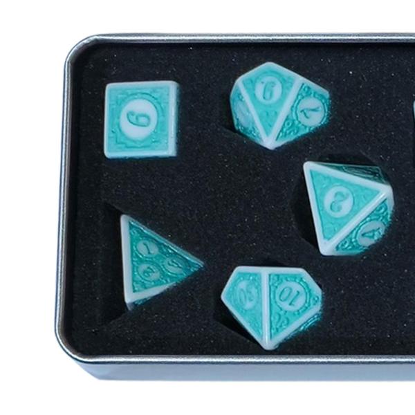 7xアクリルダイス 収納ボックス付き テーブルゲーム ロールプレイング 多面ダイス ライトブルー
