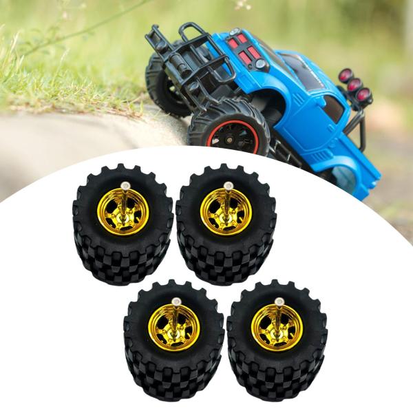 4x 1/64スケール合金ホイールタイヤ 男の子向けギフトアイデア 1:64ダイキャスト車両用 黄色