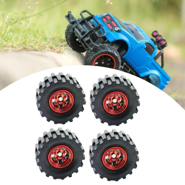 4x 1/64スケール合金ホイールタイヤ 男の子向けギフトアイデア 1:64ダイキャスト車両用 赤