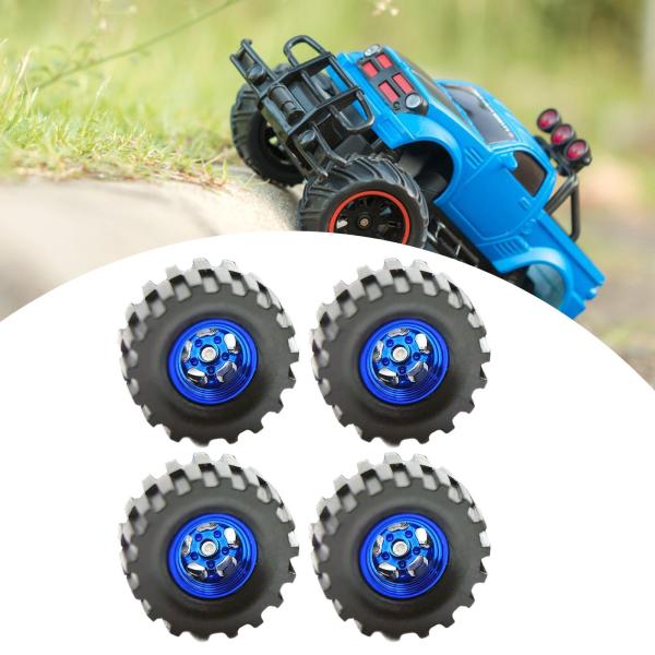 4x 1/64スケール合金ホイールタイヤ 男の子向けギフトアイデア 1:64ダイキャスト車両用 ブルー