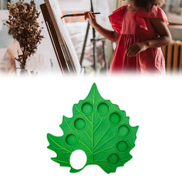 葉っぱの形をした水彩パレットミキシングトレイアクセサリー。吊り下げ穴付き。大人と子供用。軽量16.7x17cm。ペイントツール。