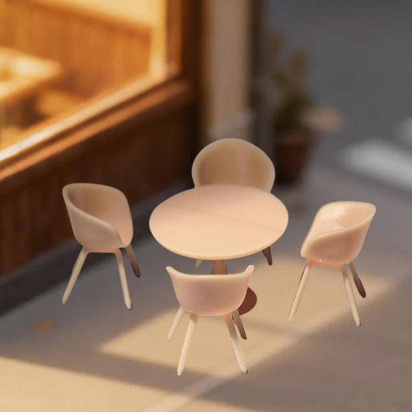 1/64 ミニチュア テーブル チェア セット デコレーション クリエイティブ 樹脂 ジオラマ アクセサリー スタイル C