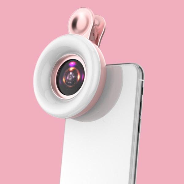 iPhoneカメラビデオ録画用携帯電話フィルライト15xマクロレンズ , ピンク