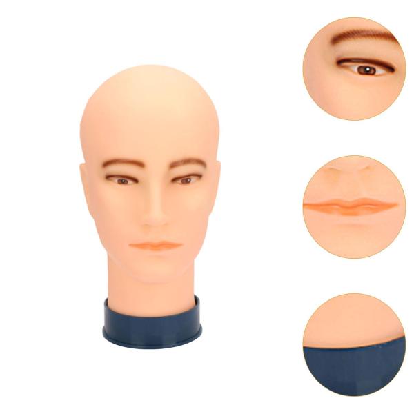ハゲマネキンヘッド 丈夫なトレーニングヘッド ディスプレイ用 帽子 ヘッドセット ヘアスタイリング ブルーベース 男性