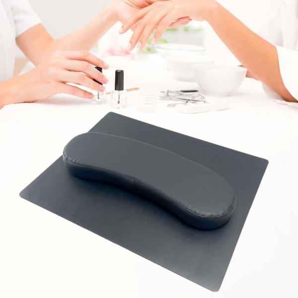 ネイルアートハンドピローとテーブルマットツール PUレザー ホームネイルアートサロン用 ブラック