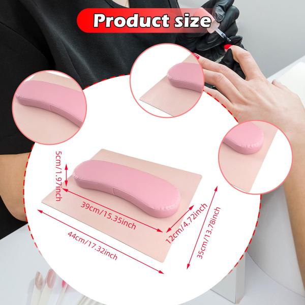 ネイルアートハンドピローとテーブルマットツール PUレザー ホームネイルアートサロン用 ピンク