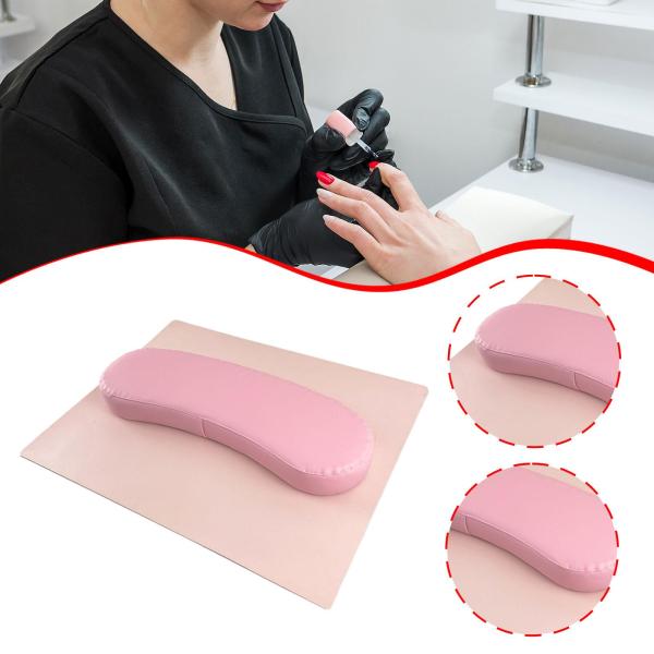ネイルアートハンドピローとテーブルマットツール PUレザー ホームネイルアートサロン用 ピンク