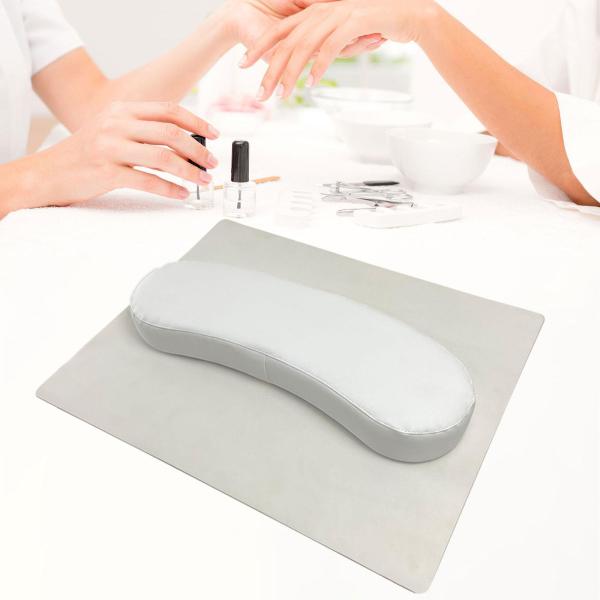 ネイルアートハンドピローとテーブルマットツール PUレザー ホームネイルアートサロン用 ホワイト