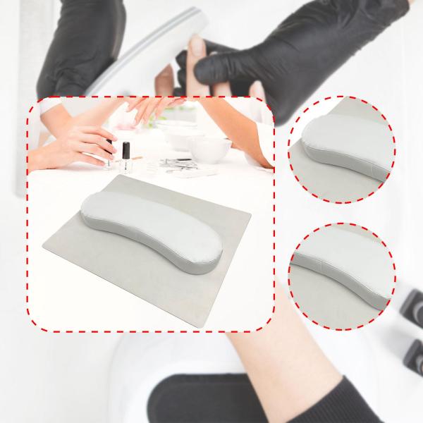 ネイルアートハンドピローとテーブルマットツール PUレザー ホームネイルアートサロン用 ホワイト