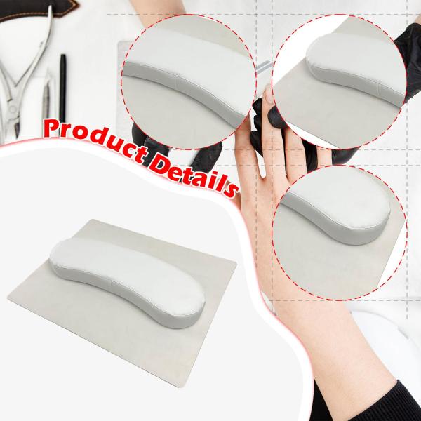 ネイルアートハンドピローとテーブルマットツール PUレザー ホームネイルアートサロン用 ホワイト