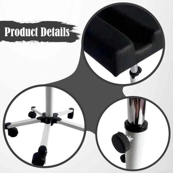 ペディキュアフットレスト 高さ調節可能 マニキュアフットスツール 家庭用 スパ オフィス用 ブラック