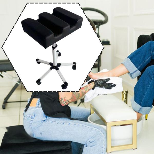 ペディキュアフットレスト 高さ調節可能 マニキュアフットスツール 家庭用 スパ オフィス用 ブラック