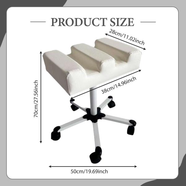 ペディキュアフットレスト 高さ調節可能 マニキュアフットスツール 家庭用 スパ オフィス用 ホワイト