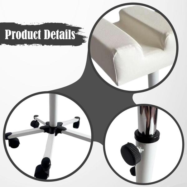 ペディキュアフットレスト 高さ調節可能 マニキュアフットスツール 家庭用 スパ オフィス用 ホワイト