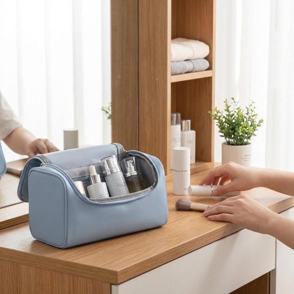 ヘアツール用トラベルバッグ、出張用キャリーケース、バスルーム旅行用、ブルー