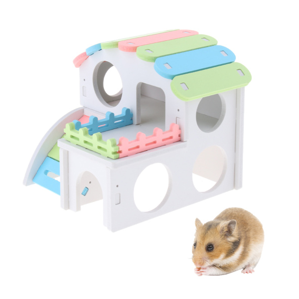 ハムスターハウス 2階 建て お家 飼育ケージ ペット用品 遊び場 おもちゃ 運動不足解消 実用