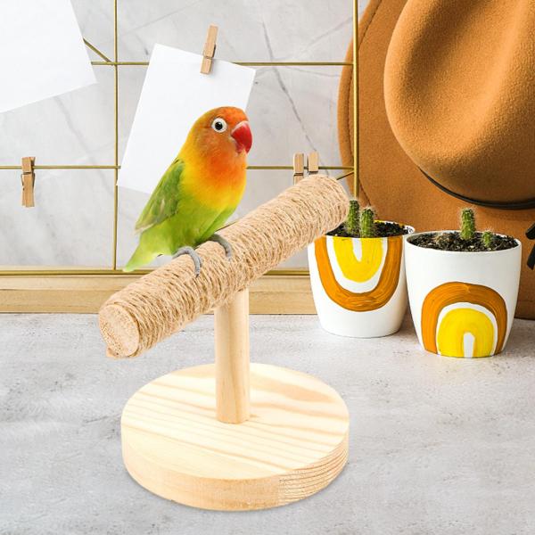 オウムとまり木スタンド 木製遊び場 ポータブル デスクトップ 卓上 鳥とまり木 卓上鳥スタンド 鳥のトレーニング T スタンド ラブバード フィンチ用