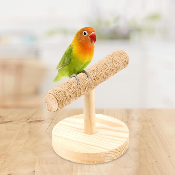 オウムとまり木スタンド 木製遊び場 ポータブル デスクトップ 卓上 鳥とまり木 卓上鳥スタンド 鳥のトレーニング T スタンド ラブバード フィンチ用