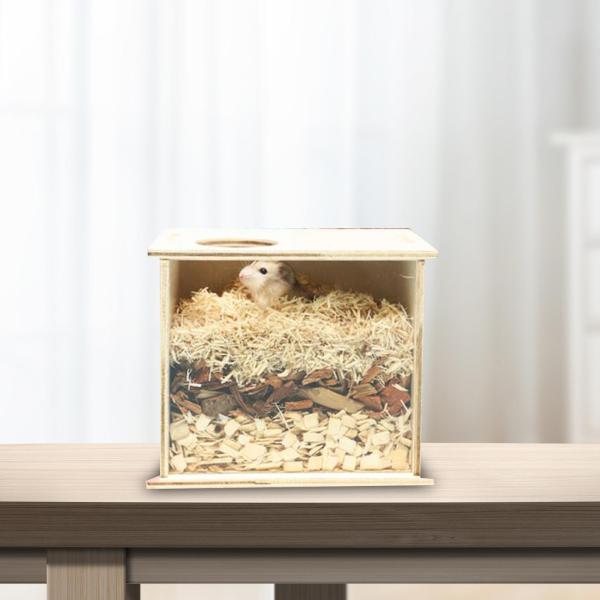 16cm×13cm×14cm 木製ハムスターケージ 目に見えるハムスター アクリル製掘削ボックス 木製