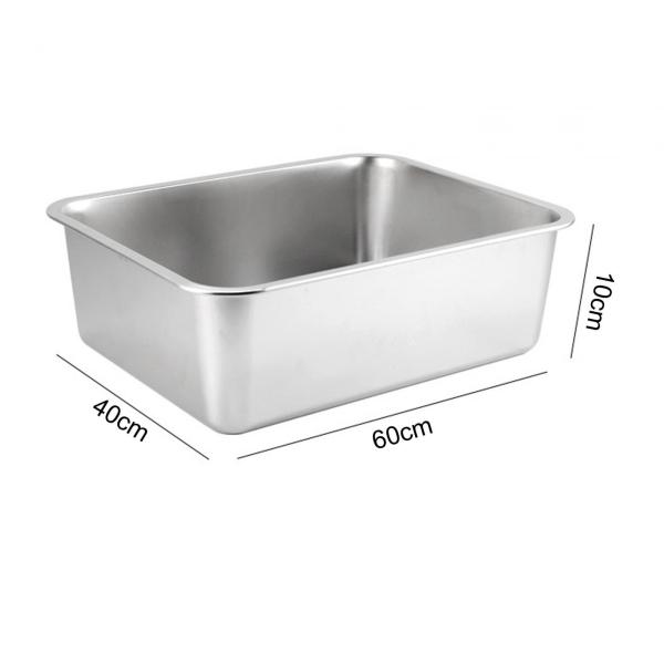 猫用トイレ ステンレス鋼 大型オープントップ ペット用トイレ 猫砂盆地 60cmx40cmx10cm