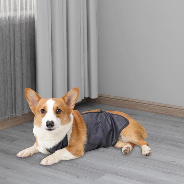 犬の腹カバー 腹保護 ペットコスチュームアクセサリー ペット子犬服 グレー M
