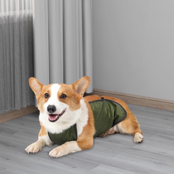 犬の腹カバー 腹保護 ペットコスチュームアクセサリー ペット子犬服 ダークグリーン L