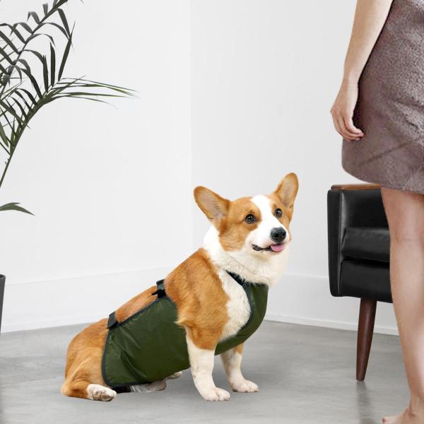 犬の腹カバー 腹保護 ペットコスチュームアクセサリー ペット子犬服 ダークグリーン L