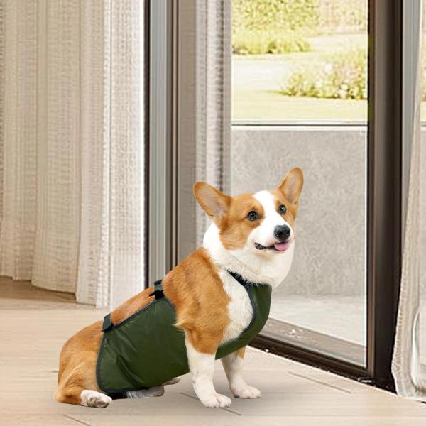 犬の腹カバー腹保護ペットコスチュームアクセサリーペット子犬服ダークグリーン XXL