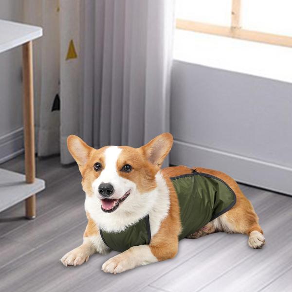 犬の腹カバー腹保護ペットコスチュームアクセサリーペット子犬服ダークグリーンXXXL