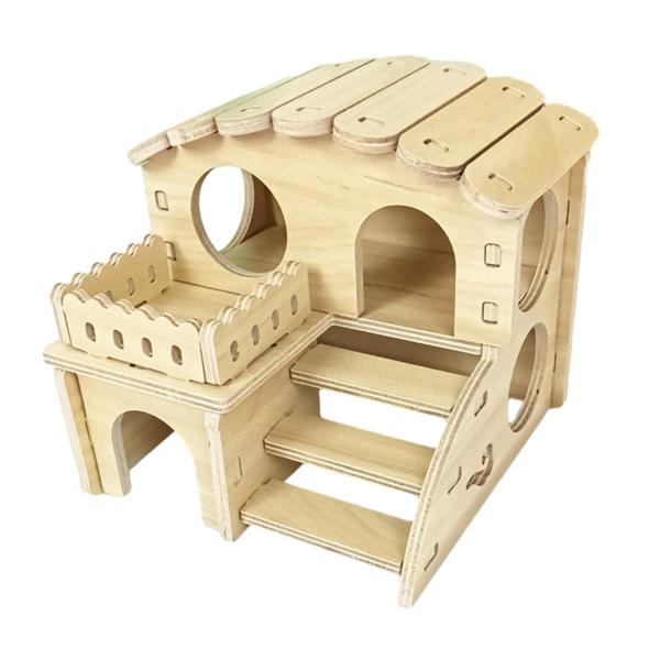木製小動物の隠れ家小屋遊びのおもちゃハムスターハウスハムスター小型ペット用スタイルA