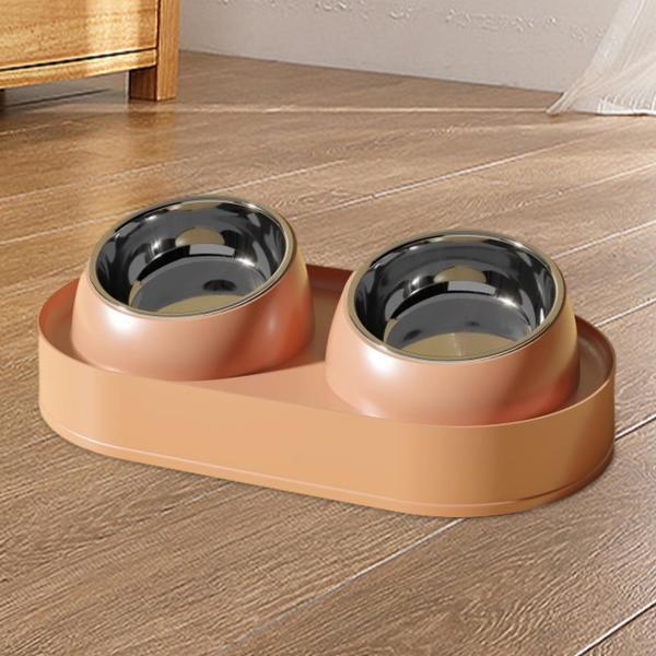 ダブルウォーターボウルとフードボウル 滑り止め猫用餌入れ 子猫用 キティ ピンク